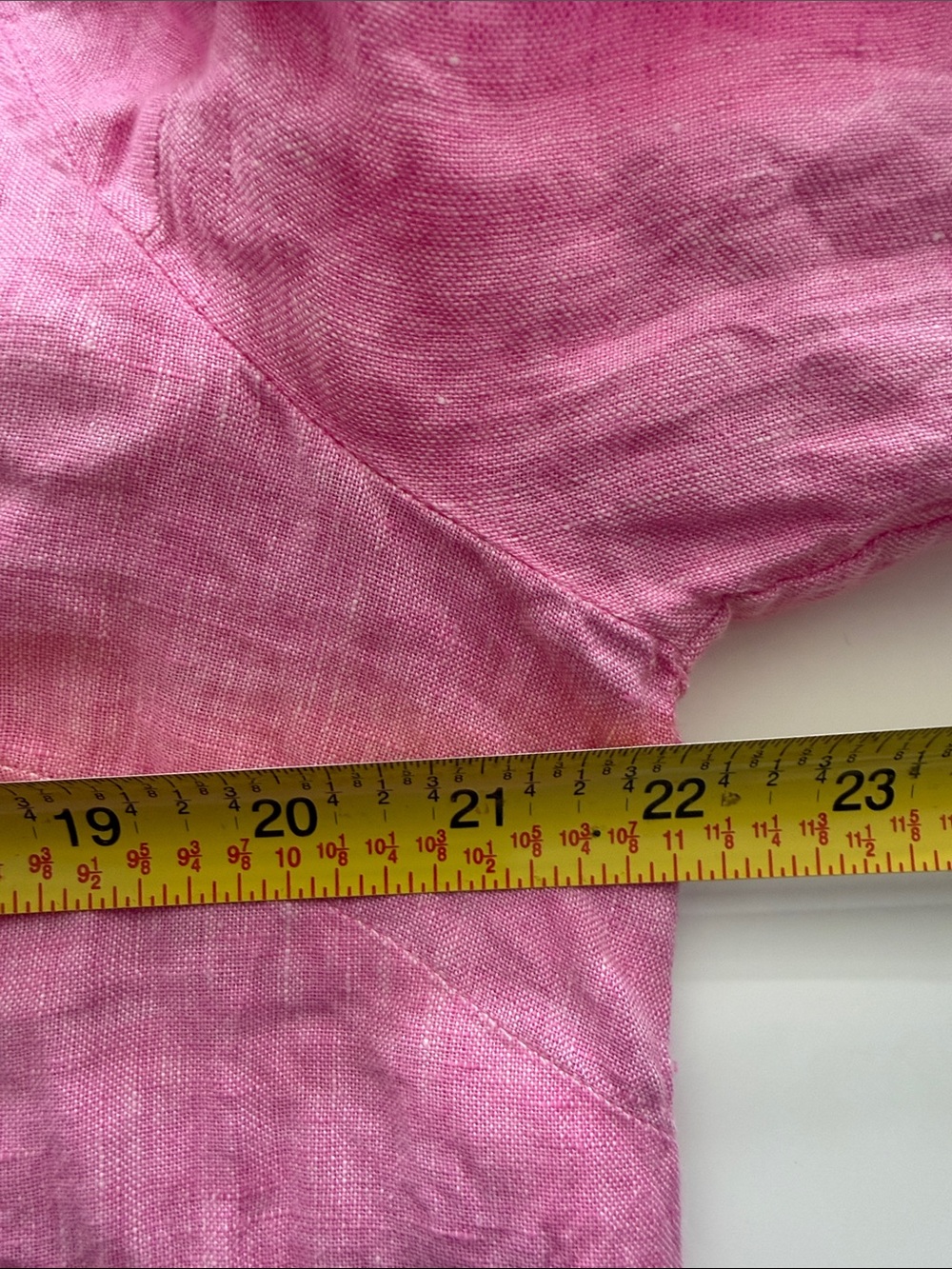 Talbots Pink Linen popover shirt lantern sleeve Peasant Coastal Boho Lagenlook L - Picture 5 of 7